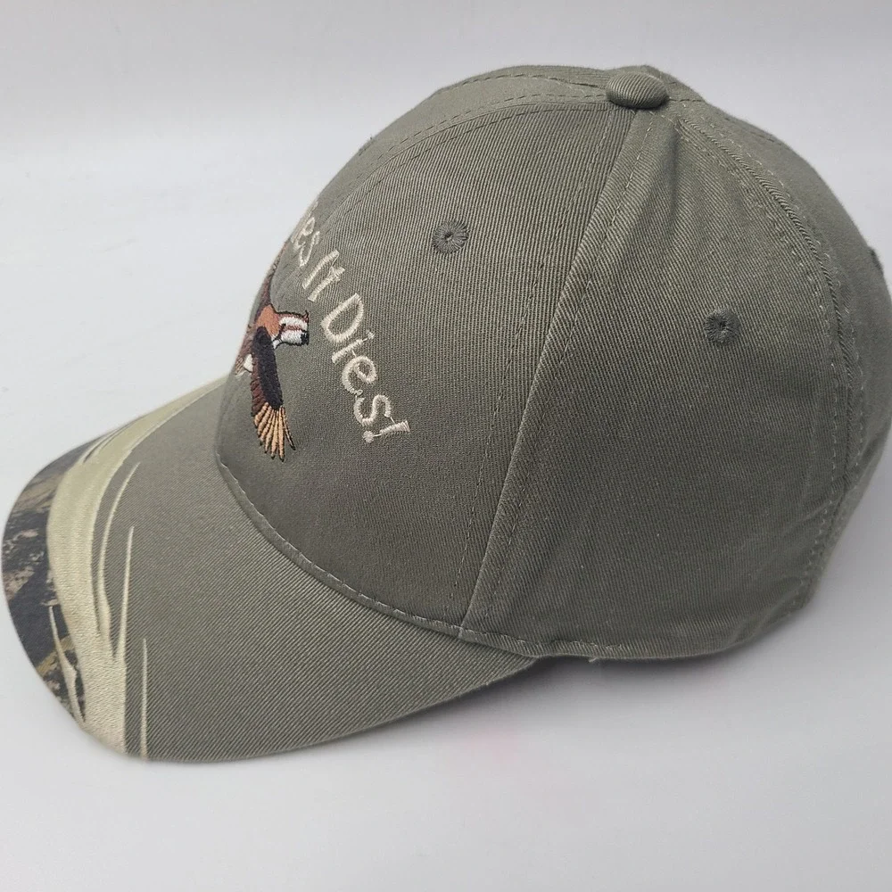 Vintage Pheasant‎ Hat Adjustable (Fits Small) Gray Camo If It Flies It Dies Hunt